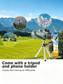 Telescopio de tubo único con zoom de alta definición 80x100, binoculares portátiles, telescopios de larga distancia, adecuados para caza y camping - Verde militar - Ver 10