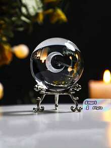 1PC 60mm Meteor Moon 3D Crystal Ball Decor With Base, Home Decor, Holiday Gift, Decor, Birthday/Graduation Ceremony Decor - Multicolor - View 1