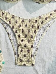 Swim Vcay Women's Polka Dot Print Bikini Swimwear, Random Print Pattern, For Beach & Holiday - Yellow - View 6
