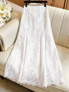 GlowEve Women's Solid Color Minimalist Casual Skirt - White - View 1