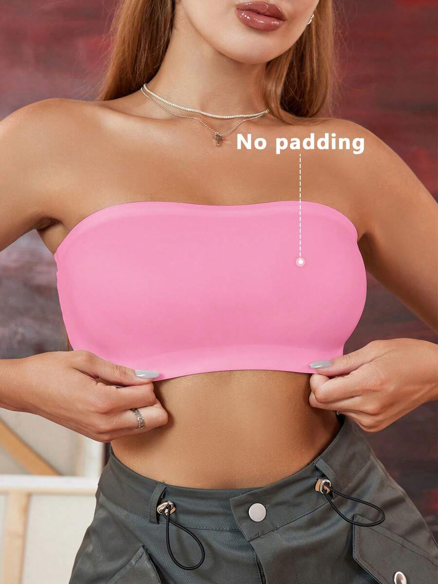 SHEIN Women's Seamless Wireless Bra Without Padding Or Underwire - Pink - View 1