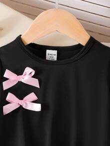 Elladie kids Adorable Two-Piece Black Baby Girls Outfit With Ruffled Edges And Round Neck Design - Black - View 7