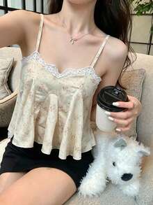 Tideelle 女款細肩帶夢幻花卉旋花印花甜美上衣 - 彩色 - 查看 4