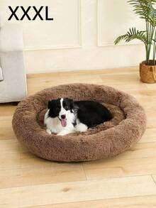 1 pieza Cama redonda para mascotas tipo dona en color caqui marrón, suave, cálida y acogedora, antideslizante, lavable a máquina, para uso en interiores para perros y gatos, disponible en múltiples tamaños, cómodo cojín para dormir - Marrón - Ver 9