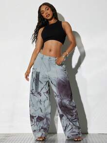 Denimoi Wide Barrel Leg Unique Washed Denim Jeans Fashionable Streetwear - Light Wash - View 2