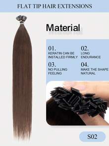 Flat Tip Hair Extensions Human Hair,Dark Brown Color,12-22InchSet For Types,Natural Straight,Versatile Styling Options,Silky Straight With Thick Ends,Add Length For Wedding, Lightweight And Soft,Adds Volume For Everyday Wear,Easy Style And Maintain - S02 - View 7