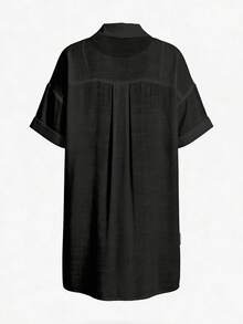 Swim Lushoire 适合度假休闲夏季的女士纯色和服罩衫 - 黑色 - 查看 7