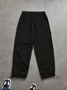 Sport MetroGents Men's Casual Daily Letter Print Drawstring Waist Sports Pants, Gym - Black - View 2