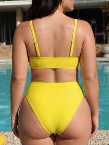 Swim Vcay 2026 New Summer Holiday Yellow Design Plus Size Swimsuit Set Beach Vacation - Yellow - View 2