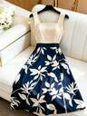 GlowEve Apricot Color Floral Print Fitted Elegant Dress For Women