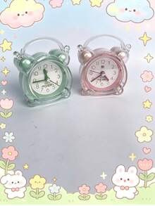 RUISUNG 1个装 小巧可爱卡通水晶闹钟，带夜灯，静音运行，电池供电（不含电池），适用于床头柜、书桌、卧室、书房、客厅、办公室，简约卡通风格，家居装饰桌面闹钟，学生理想礼物，圣诞节返校季房间装饰学习用品 - 多色-鬧鐘 - 查看 6