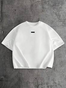 AXEPEAK Plus Size Men's Printed Short Sleeve White T-Shirt, Summer - White - View 2