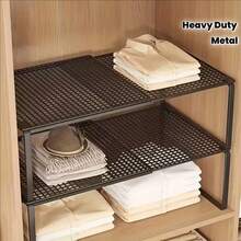 2pcs/1pc Rak Organizer Lemari Multifungsi yang Dapat Diperluas - Rak Penyimpanan Pakaian Logam Kokoh dengan Tinggi yang Dapat Diatur, Cocok untuk Rumah, Kantor, Toko Ritel, Dapur, Kamar Tidur, Meja, Rak Sepatu, Rak Buku, Rak Lemari Pakaian, Pengorganisasian Rumah & Kantor - View 6