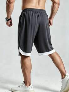 Gym Rark Pantalones cortos deportivos para hombre con estampado de letras, cintura con cordón y bolsillos, para gimnasio - Gris Oscuro - Ver 2