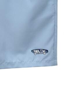 Manfinity KASUA Swim Trunks For Men Aqua Blue,Summer,Casual,Beach,Holiday Drawstring Waist Security Pockets Lightweight 4-Way Stretch Lined Solid Color Beach Shorts - Baby Blue - View 7