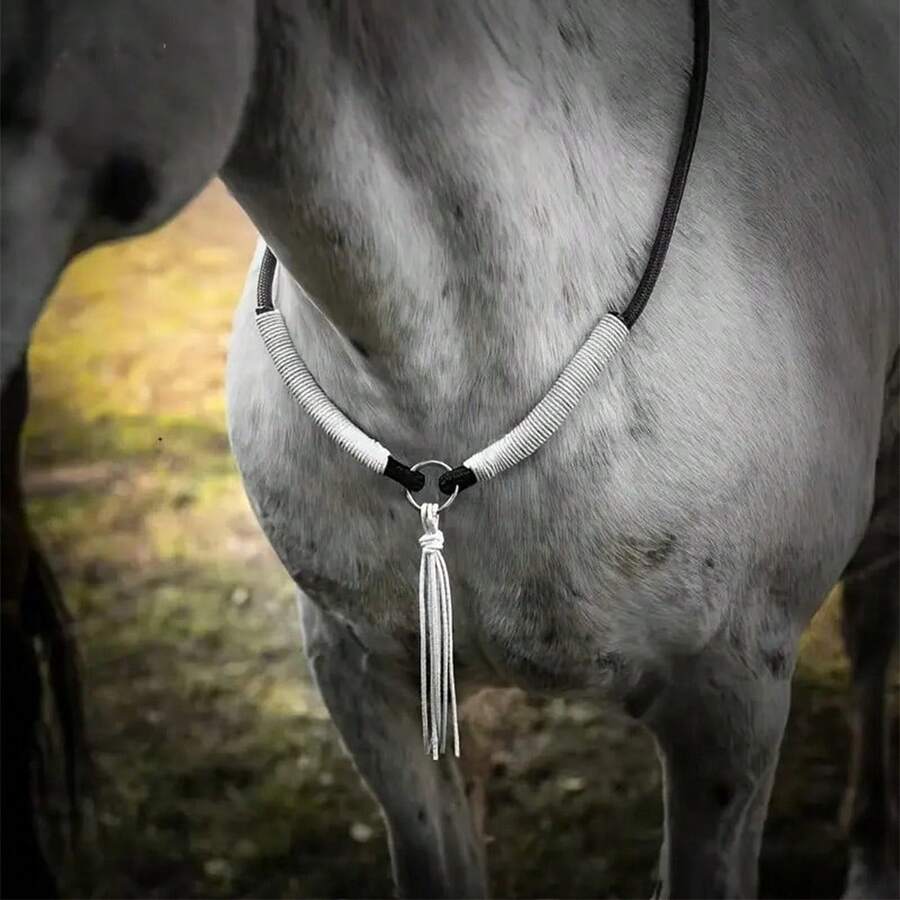 1Pc Handmade Braided Horse Neck Collar With Tassel, Decorative Equestrian Neck Strap For Riding & Training, Durable & Stylish Horse Tack Accessory For Show, Trail, Or Daily Use. - O-ring - View 1