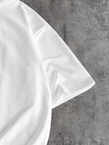 AXEPEAK Plus Size Men's Printed Short Sleeve White T-Shirt, Summer - White - View 4