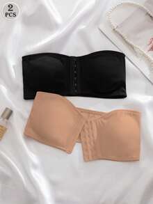 2pcs/Set Multicolor Women's Underwear Bra, Front Closure Padded Bra - Multicolor - View 2
