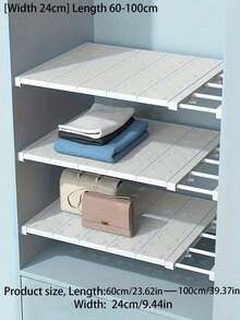 One-Piece Adjustable Telescopic Storage Rack, Multi-Level Storage Rack, Shelf Divider Storage Rack, Can Be Used As Wardrobe Storage Rack / Shoe Rack / Bathroom Storage Rack / Kitchen Storage Rack, Multiple Sizes Available. - Multicolor - View 15