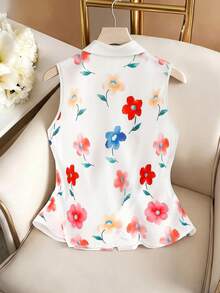GlowEve Women's Casual Colorful Floral Pattern Sleeveless Shirt - Multicolor - View 2