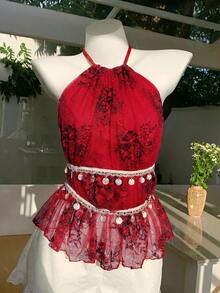 Comfortcana Women's Vacation Style Floral Lace Ruffle Strap Tank Top - Multicolor - View 4