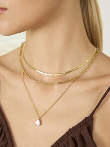 MOTF PREMIUM PRE18K GOLD PLATED THREE-PIECE WATER DROP GEM PENDANT WATERPROOF NECKLACE - Gold 1 - View 5