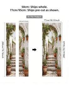 1set/2pcs Self Adhesive Removable Waterproof Vintage Romantic Ancient Style Stairs Door Sticker Peaceful Outdoor Green Plant European Charming Garden Flat Art Wall Mural Decal For Home Kitchen Living Room Bedroom Hallway Indoor Outdoor Decor Easy Apply - multicolor - View 6