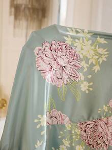 LuxeNights Áo ngủ nữ kiểu Pháp cổ điển bằng satin in hoa, phối ren, cổ vuông, tay cánh hoa, eo cao, gợi cảm. - Nhiều màu - Xem 8