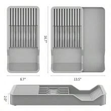 1 pieza Soporte multifuncional para utensilios de cocina, estante de almacenamiento para cuchillos, estante divisor de almacenamiento, soporte de plástico para cuchillos - Multicolor - Ver 7
