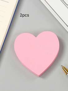 100 Sheets Of 1-Book Creative Purple Heart Sticky Notes, Cartoon Cutie Valentine's Day Stationery Gift Message Notepad - Purple - View 10