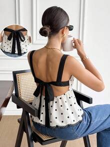 Serisse Women's Polka Dot Patchwork Casual Versatile Daily Wear Top,Summer Top - Multicolor - View 10