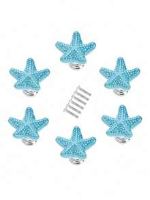 6PCS Ceramic Starfish Drawer Pulls Starfish Drawer Knobs Beach Ocean Theme Nautical For Bedroom Dresser Cabinet Kitchen Drawer Handles Home Decor Hardware Accessories - Multicolor - View 15