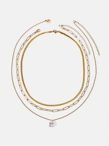 MOTF PREMIUM PRE18K GOLD PLATED THREE-PIECE WATER DROP GEM PENDANT WATERPROOF NECKLACE - Gold 1 - View 4