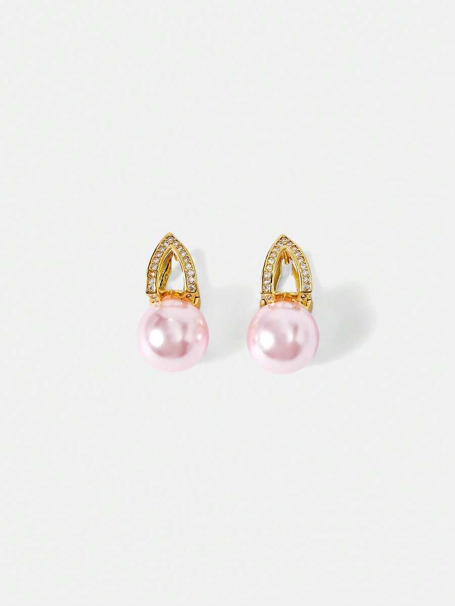 MOTF PREMIUM OREJERAS DE PERLAS FALSAS - Perla Dorado-Rosa - Ver 2