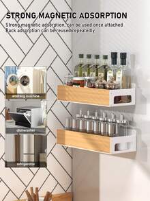 Magnetic Spice Rack For Refrigerators, Magnetic Spice Rack For Kitchen Storage, Multi-Functional Kitchen Organizer Rack That Requires No Drilling, Space-Saving Home Storage, Home Decor. - White - View 5