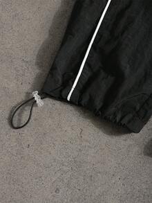 Gym Rark Men's Letter Print Drawstring Waist Sports Pants, Gym - Black - View 5