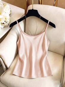 GlowEve Women's Fashionable Elegant Top, Hollow Sexy Lace Trim Splice Ladies Camisole, Adjustable V-Neck Spaghetti Strap Loose Vest - Pink - View 2