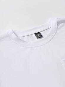 Manfinity Homme Men's Casual Daily Commute Simple Contrast Trim Pocket Short Sleeve T-Shirt, Summer, Holiday - White - View 4