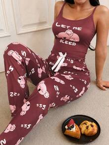 SHEIN 2 Stücke süßer Koala Muster Top & Hose Pyjama Set - Verschiedenfarbig - Übersicht 6