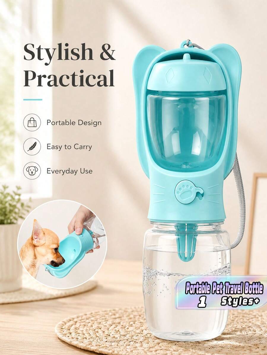 1pc Portable Pet Travel Bottle For Dog And Cat For Drink More Water Dog Outing Dog Stuff Water Bottle Camping - Blue - View 1