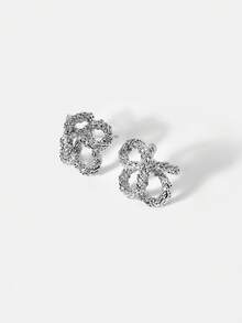 MOTF PREMIUM Pendientes de botón con diseño en espiral - Plateado - Ver 8