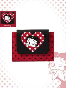 Betty Boop | ROMWE Betty Boop & ROMWE Cartoon Printed Card Bag, Polka Dot Printed Portable Storage Card Bag - Big red - View 1