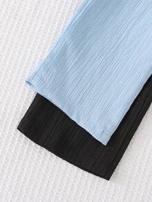 Cozy Pixies 2pcs Baby Girl/Boy Crinkle Texture Loose Wide Leg Pants, Straight Leg Trousers, Versatile Casual Pants, Multiple Pieces, Vacation Style - Baby Blue - View 4