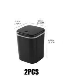 1/2个迷你垃圾桶带盖，小型桌面垃圾桶，塑料桌面废纸篓，旋转盖设计防止异味泄漏，可用于存放果皮和纸屑，保持桌面整洁，适用于浴室、家庭办公桌、咖啡桌、办公室、客厅、书房等场所。 - 多色 - 查看 8