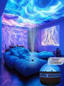 1PC Aurora LED Projector Light, USB Starry Sky Projection Lamp With Remote Control, Suitable For Bedroom, Living Room, Office, Party, Home, Holiday, Birthday, Ceiling And Wall Decor - Multicolor - View 1