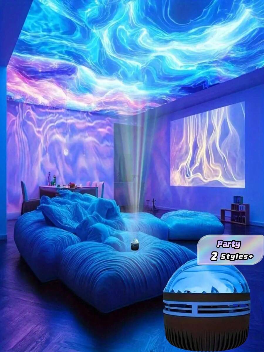 1PC Aurora LED Projector Light, USB Starry Sky Projection Lamp With Remote Control, Suitable For Bedroom, Living Room, Office, Party, Home, Holiday, Birthday, Ceiling And Wall Decor - Multicolor - View 1