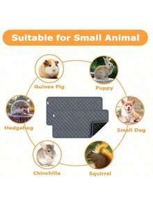 2Pcs Washable Non-Slip Absorbent Quick-Dry Reusable Pee Pad For Hamster & Rabbit – Small Pet Urine Mat Bedding, All-Season - Grey - View 5