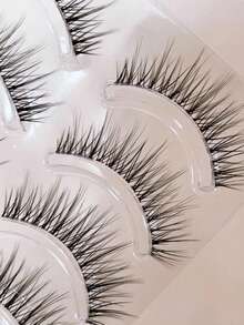 10PCS Mixed-Asian Curly Lashes Tinted Naturalistic One-Piece Eyelashes, Wispy Cross-Border Layered Half Strip Lashes For Women Natural Daily Look, Office, School, Vacation, Beach, Date Night - Reusable Comfortable Lashes, Beginner Friendly, Soft Band, Fluffy Volume, Cat Eye - Fluffy Lashes - View 7