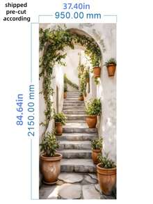1set/2pcs Self Adhesive Removable Waterproof Vintage Romantic Ancient Style Stairs Door Sticker Peaceful Outdoor Green Plant European Charming Garden Flat Art Wall Mural Decal For Home Kitchen Living Room Bedroom Hallway Indoor Outdoor Decor Easy Apply - multicolor - View 12