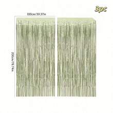 1/2/3 Piecesgreen Foil Curtains, Elegant And Unique, Suitable For Decorations Of Halloween, Christmas, Weddings, Birthday Party Backdrops And Photo Booths - Multicolor - View 6